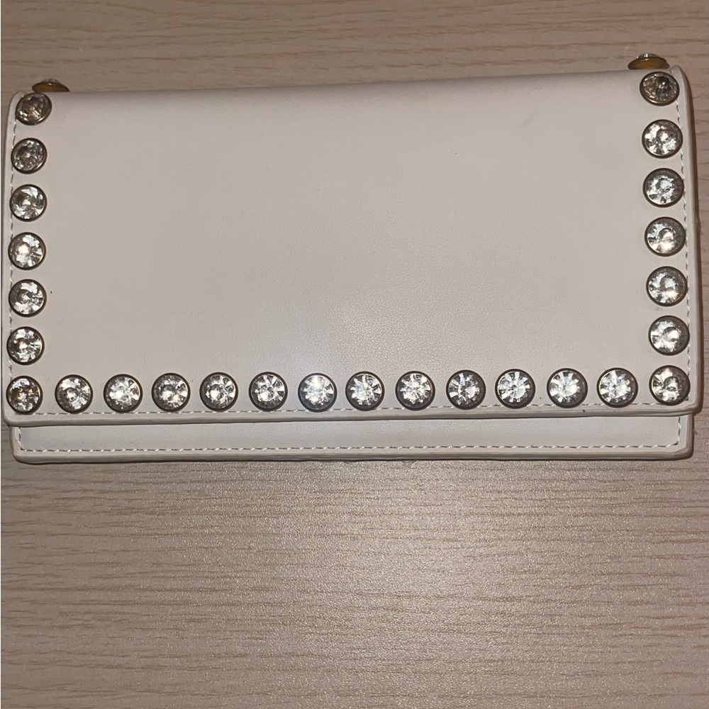 Chic White Studded Clutch